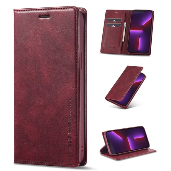 Nalacover Case for iPhone 15 Card Holder Wallet Case with RFID Blocking, Premium PU Leather Flip Cover, Magnetic Closure Kickstand TPU Shockproof Case for iPhone 15, Red