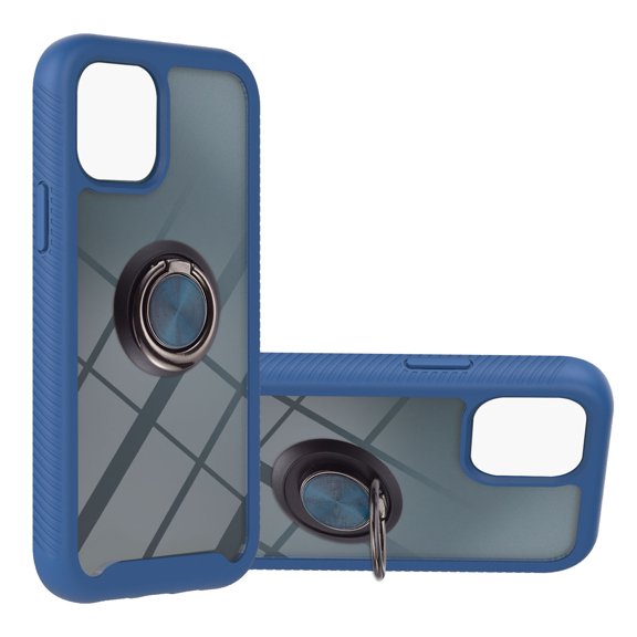 Nalacover Case for iPhone 15 Plus, 360 Full Body Protection 3 in 1 Rugged PC Backplane TPU Bumper Ring Holder Kickstand Shockproof Heavy Duty Protective Cover For iPhone 15 Plus, Darkblue