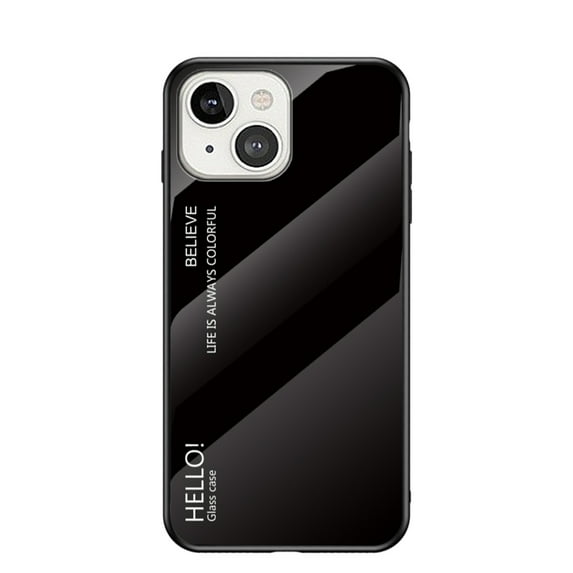 Nalacover Case for iPhone 15 Plus Gradient Tempered Glass Cover, Micro-Frosted Frame Shockproof Scratches Resistant Lens Protection Glossy Phone Case for iPhone 15 Plus, Black