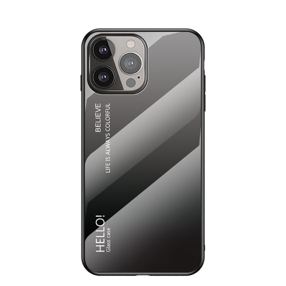 Nalacover Case for iPhone 15 Pro Gradient Tempered Glass Cover, Micro-Frosted Frame Shockproof Scratches Resistant Lens Protection Glossy Phone Case for iPhone 15 Pro, Gray