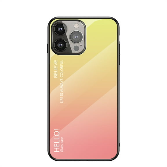 Nalacover Case for iPhone 15 Pro Gradient Tempered Glass Cover, Micro-Frosted Frame Shockproof Scratches Resistant Lens Protection Glossy Phone Case for iPhone 15 Pro, Yellow