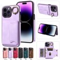 thumbnail image 1 of Nalacover Case for iPhone 15 Pro Max Ring Holder Wallet Case with Kickstand Magnetic Clasp, Credit Card Slots Holder Premium PU Leather Purse Cover, TPU Bumper Shockproof Anti-Scratches Case,Purple, 1 of 17