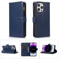 thumbnail image 1 of Nalacover Case for iPhone 15 Pro Zipper Wallet Case with 9 Card Slots, Premium PU Leather Wrist Strap Handbag Flip Cover with Kickstand Magnetic Clasp Soft TPU Shockproof Case,Blue, 1 of 8