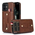 thumbnail image 1 of Nalacover Case for iPhone 15 Wallet Case with Loop Finger Strap Hidden Card Slots Holder, Premium PU Leather + TPU Shockproof Lens Protection Cover for iPhone 15, Brown, 1 of 1