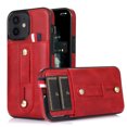 thumbnail image 1 of Nalacover Case for iPhone 15 Wallet Case with Loop Finger Strap Hidden Card Slots Holder, Premium PU Leather + TPU Shockproof Lens Protection Cover for iPhone 15, Red, 1 of 7