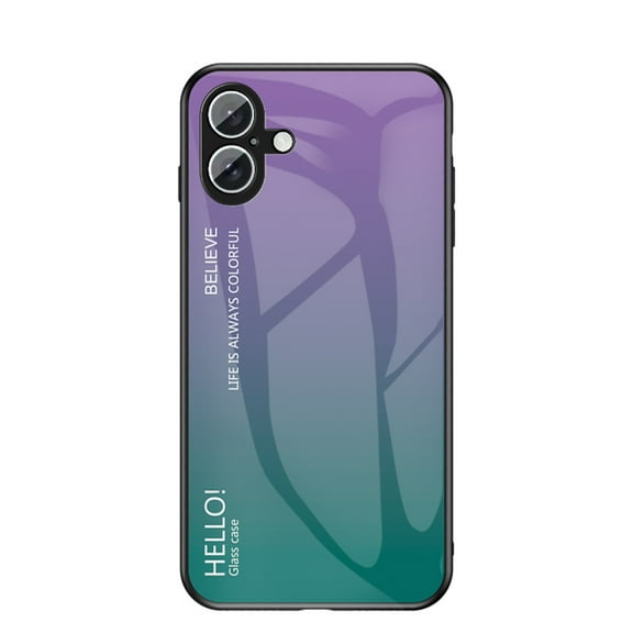 Nalacover Case for iPhone 16 Plus Gradient Tempered Glass Cover, Micro-Frosted Frame Shockproof Scratches Resistant Lens Protection Glossy Phone Case for iPhone 16 Plus, Purple