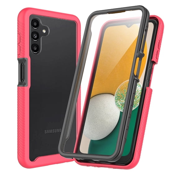 Nalacover Clear Case for Samsung Galaxy A25 5G, Dual-Layers Transparent Hybrid Non-Yellowing Shockproof Case with Built-in Screen Protector Military Grade Heavy Duty Protection Cover, Pink