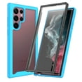 thumbnail image 1 of Nalacover Clear Case for Samsung Galaxy S23 Ultra, Dual-Layers Transparent Hybrid Rugged PC Soft Silicone Shockproof Case with Heavy Duty Screen Protector Military Grade Lens Protection Cover, Blue, 1 of 4