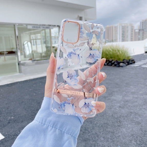 Nalacover Clear Case for Samsung Galaxy S23 Ultra, Nature Flower Leaf Pattern Transparent Slim Lightweight Cover with Electroplated Lens Protection Soft Silicone Shockproof Case,Pattern-C