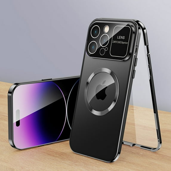 Nalacover Clear Case for iPhone 14 with Screen Protector, High-Transparency Camera Lens Protector Case Rugged Metal Frame Shockproof Anti-Fingerprint Cover for iPhone 14, Black
