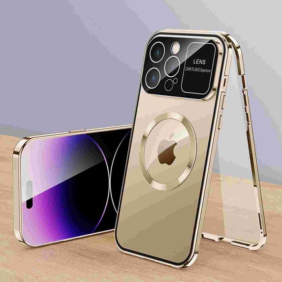Nalacover Clear Case for iPhone 16 Pro with Screen Protector, High-Transparency Camera Lens Protector Case Rugged Metal Frame Shockproof Anti-Fingerprint Cover for iPhone 16 Pro, Gold