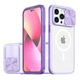 thumbnail image 1 of Nalacover Clear Magnetic Case for iPhone 12/ iPhone 12 Pro with Camera Lens Sliding Cover, Hybrid Acrylic Soft TPU Hard PC Shockproof Case Compatible with MagSafe Wireless Charging Case, Purple, 1 of 6