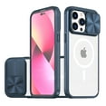 thumbnail image 1 of Nalacover Clear Magnetic Case for iPhone 13 Pro Max with Camera Lens Sliding Protective Cover, Hybrid Acrylic Soft TPU Hard PC Shockproof Case Compatible with MagSafe Wireless Charging Case,Navyblue, 1 of 6