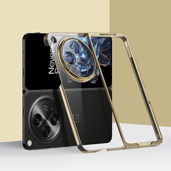 Nalacover Clear Plating Case for OnePlus Open/OPPO Find N3, Hard PC Shockproof Non-Yellowing Lens Protection Case, Slim Lightweight Transparent Phone Cover for OnePlus Open 2023 - Gold
