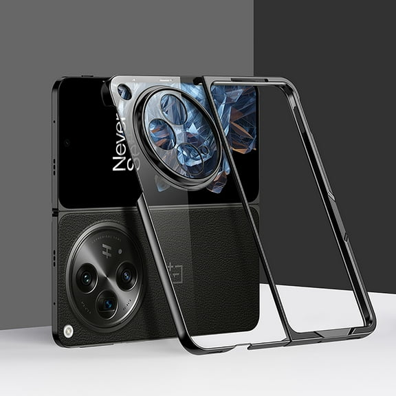 Nalacover Clear Plating Case for OnePlus Open/OPPO Find N3, Hard PC Shockproof Non-Yellowing Lens Protection Case, Slim Lightweight Transparent Phone Cover for OnePlus Open 2023 - Black