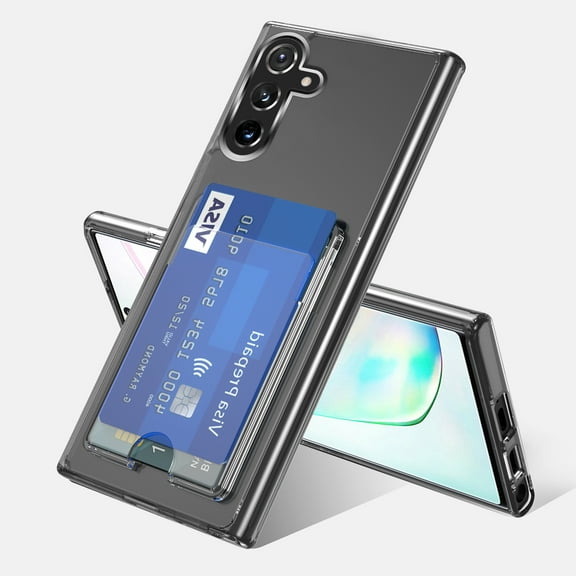 Nalacover Clear Wallet for Samsung Note 10 Case, Rubber Shockproof Wallet Case with Card Holder Pocket, Slim Transparent Crystal Protective Card Slot Phone Case for Samsung Galaxy Note 10, Clear