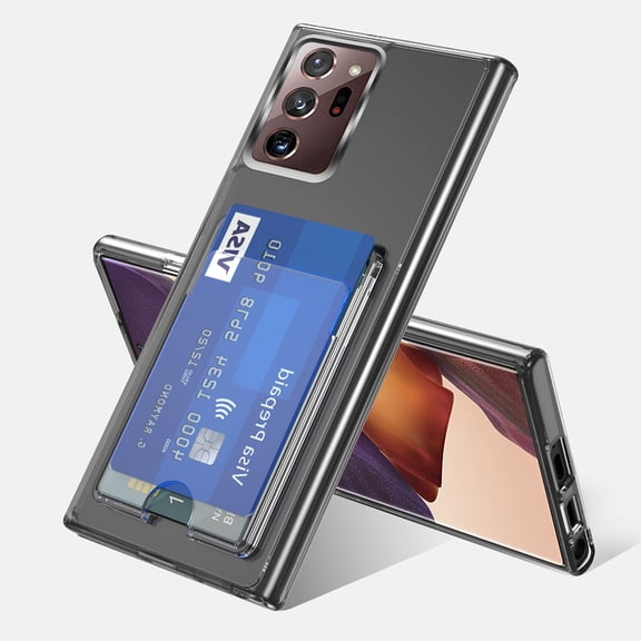 Nalacover Clear Wallet for Samsung Note 20 Ultra Case, Rubber Shockproof Wallet Case with Card Holder Pocket, Slim Transparent Crystal Card Slot Phone Case for Samsung Galaxy Note 20 Ultra, Clear
