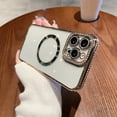 thumbnail image 1 of Nalacover Clear for iPhone 11 Magnetic Case Compatible with MagSafe, Shining Glitter Rhinestone Frame Lens Protection Non-Yellowing Shockproof Phone Cover for Women Girls, Gold, 1 of 1