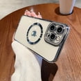 thumbnail image 1 of Nalacover Clear for iPhone 15 Magnetic Case Compatible with MagSafe, Shining Glitter Rhinestone Frame Lens Protection Non-Yellowing Shockproof Phone Cover for Women Girls, Silver, 1 of 1
