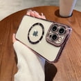 thumbnail image 1 of Nalacover Clear for iPhone 15 Pro Magnetic Case Compatible with MagSafe, Shining Glitter Rhinestone Frame Lens Protection Non-Yellowing Shockproof Phone Cover for Women Girls, Rosegold, 1 of 1