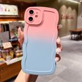thumbnail image 1 of Nalacover Compatible for iPhone 11 6.1" Case, Gradient Color Curly Wave Frame Shockproof Anti-Scratch Protective Flexible Soft Silicone Rubber TPU Phone Cover for iPhone 11, Pink/Blue, 1 of 11