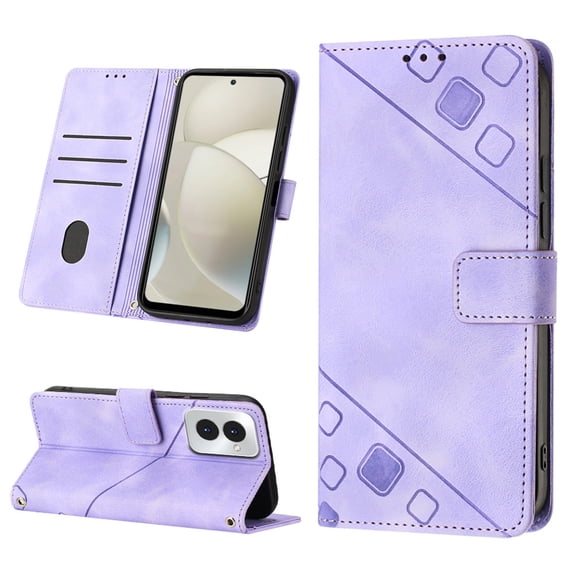 Nalacover Crossbody Wallet Case for Motorola G Stylus 5G 2025 with Shoulder Strap Lanyard, Skin-Friendly PU Leather Flip Kickstand Cover with Card Holder Magnetic Clasp Shockproof Case, Purple