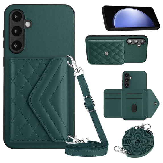Nalacover Crossbody Wallet Case for Samsung S23 FE RFID Blocking Card Slot Holder, Magnetic Flip Folio Purse Case, PU Leather Envelope Design Handbag Women Girls for Samsung Galaxy S23 FE, Green