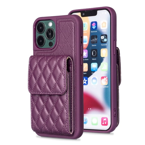 Nalacover Crossbody Wallet Case for iPhone 11 Pro Max, Back Card Slots Magnetic Button Cover with Adjustable Shoulder Strap Lanyard Kickstand Soft TPU Elegant PU Leather Shockproof Case,Purple