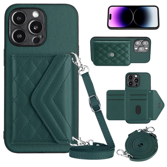 Nalacover Crossbody Wallet Case for iPhone 12 Pro Max RFID Blocking Card Slot Holder, Magnetic Flip Folio Purse Case, PU Leather Envelope Design Handbag Women Girls For iPhone 12 Pro Max, Green