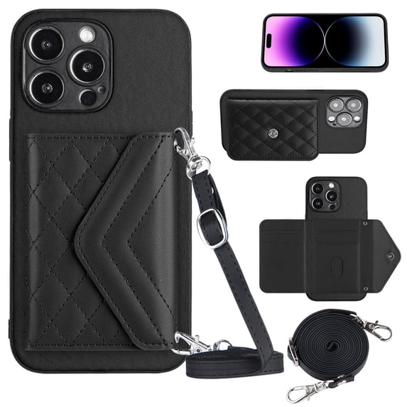 Nalacover Crossbody Wallet Case for iPhone 12 Pro Max RFID Blocking Card Slot Holder, Magnetic Flip Folio Purse Case, PU Leather Envelope Design Handbag Women Girls For iPhone 12 Pro Max, Black