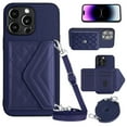thumbnail image 1 of Nalacover Crossbody Wallet Case for iPhone 12 Pro Max RFID Blocking Card Slot Holder, Magnetic Flip Folio Purse Case, PU Leather Envelope Design Handbag Women Girls For iPhone 12 Pro Max, Blue, 1 of 10