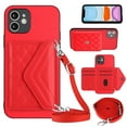 thumbnail image 1 of Nalacover Crossbody Wallet Case for iPhone 12 RFID Blocking Card Slot Holder, Magnetic Flip Folio Purse Case, PU Leather Envelope Design Handbag Women Girls For iPhone 12, Red, 1 of 10