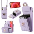 thumbnail image 1 of Nalacover Crossbody Wallet Case for iPhone 12 mini, [6 Card Slots] Leather Purse Phone Case Luxury Buckle Closure Card Holder Shoulder Strap Handbag Case Women For iPhone 12 mini, Purple, 1 of 11