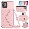 thumbnail image 1 of Nalacover Crossbody Wallet Case for iPhone 12 mini RFID Blocking Card Slot Holder, Magnetic Flip Folio Purse Case, PU Leather Envelope Design Handbag Women Girls For iPhone 12 mini, Pink, 1 of 10