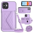 thumbnail image 1 of Nalacover Crossbody Wallet Case for iPhone 12 mini RFID Blocking Card Slot Holder, Magnetic Flip Folio Purse Case, PU Leather Envelope Design Handbag Women Girls For iPhone 12 mini, Purple, 1 of 10