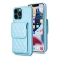 thumbnail image 1 of Nalacover Crossbody Wallet Case for iPhone 14 Pro, Back Card Slots Magnetic Button Cover with Adjustable Shoulder Strap Lanyard Kickstand Soft TPU Elegant PU Leather Shockproof Case,Blue, 1 of 6