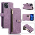 thumbnail image 1 of Nalacover Crossbody Wallet Case for iPhone 15 Plus, Shoulder Strap Lanyard Luxury PU Leather Zipper Pocket Flip Cover with Card Slots Holder Magnetic Clasp Phone Case, Purple, 1 of 9