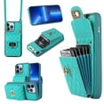 thumbnail image 1 of Nalacover Crossbody Wallet Case for iPhone 15 Pro, [6 Card Slots] Leather Purse Phone Case Luxury Buckle Closure Card Holder Shoulder Strap Handbag Case Women For iPhone 15 Pro, Green, 1 of 11