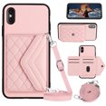 thumbnail image 1 of Nalacover Crossbody Wallet Case for iPhone XS Max RFID Blocking Card Slot Holder, Magnetic Flip Folio Purse Case, PU Leather Envelope Design Handbag Women Girls for iPhone XS Max, Pink, 1 of 10