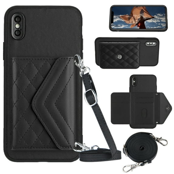 Nalacover Crossbody Wallet Case for iPhone XS Max RFID Blocking Card Slot Holder, Magnetic Flip Folio Purse Case, PU Leather Envelope Design Handbag Women Girls for iPhone XS Max, Black