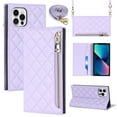 thumbnail image 1 of Nalacover Crossbody Wallet Phone Case for iPhone 12 Pro Max,Premium PU Leather Magnetic Closure Flip Stand Card Holder Zipper Pocket Purse Phone Case with Shoulder Strap,Purple, 1 of 11