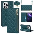 thumbnail image 1 of Nalacover Crossbody Wallet Phone Case for iPhone 13 Pro Max,Premium PU Leather Magnetic Closure Flip Stand Card Holder Zipper Pocket Purse Phone Case with Shoulder Strap,Green, 1 of 11