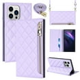 thumbnail image 1 of Nalacover Crossbody Wallet Phone Case for iPhone 13 Pro Max,Premium PU Leather Magnetic Closure Flip Stand Card Holder Zipper Pocket Purse Phone Case with Shoulder Strap,Purple, 1 of 11