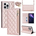thumbnail image 1 of Nalacover Crossbody Wallet Phone Case for iPhone 13 Pro,Premium PU Leather Magnetic Closure Flip Stand Card Holder Zipper Pocket Purse Phone Case with Shoulder Strap,Rosegold, 1 of 11