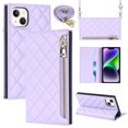 thumbnail image 1 of Nalacover Crossbody Wallet Phone Case for iPhone 14 Plus,Premium PU Leather Magnetic Closure Flip Stand Card Holder Zipper Pocket Purse Phone Case with Shoulder Strap,Purple, 1 of 11