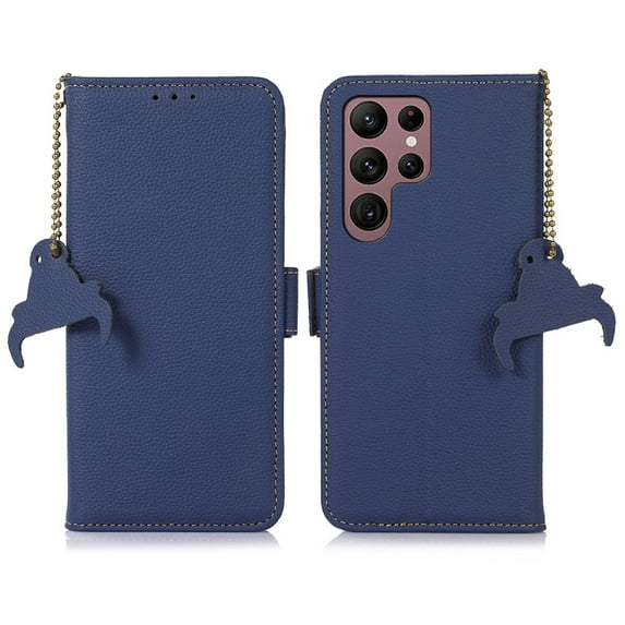Nalacover Cute Wallet Case for Samsung Galaxy S22 Ultra, Card Slots Cash Holder Premium Faux PU Leather Folio Cover with Magnetic Clasp RFID Blocking Kickstand Anti-Scratches Protective Case,Darkblue