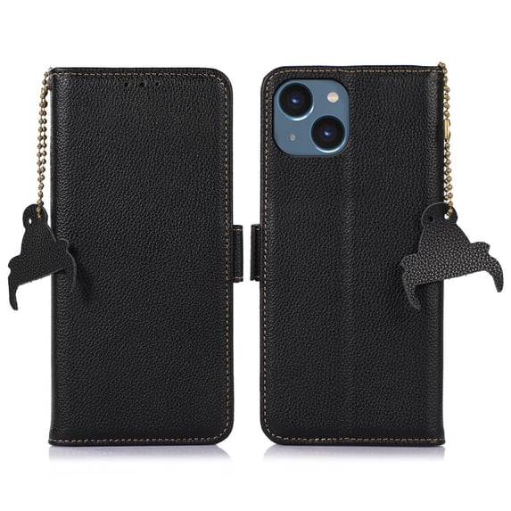 Nalacover Cute Wallet Case for iPhone 14, Card Slots Cash Holder Premium Faux PU Leather Flip Folio Cover with Magnetic Clasp RFID Blocking Kickstand Anti-Scratches Protective Case,Black
