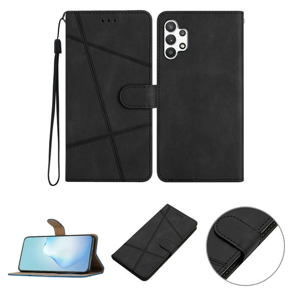 Nalacover Deisgned for Samsung A13 4G, Magnetic Folio Wrist Strap Flip Kickstand Premium PU Leather Wallet Case Cash Card Slots Holder Protective Case for Samsung Galaxy A13 4G, black