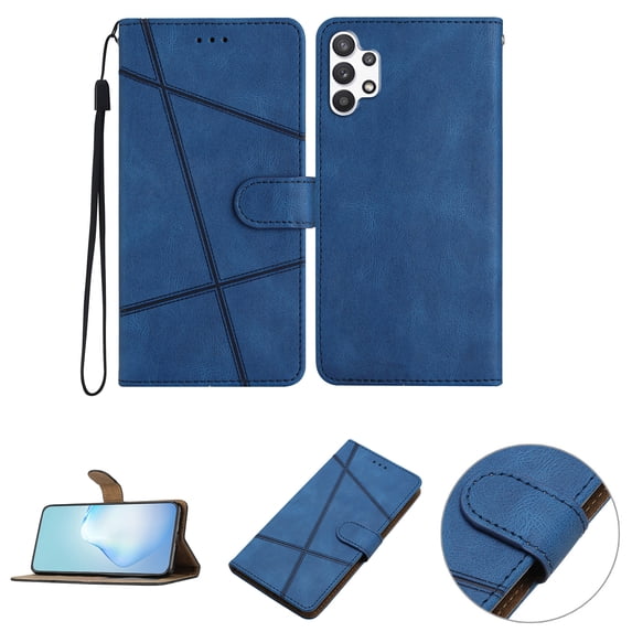 Nalacover Deisgned for Samsung A13 4G, Magnetic Folio Wrist Strap Flip Kickstand Premium PU Leather Wallet Case Cash Card Slots Holder Protective Case for Samsung Galaxy A13 4G, Blue