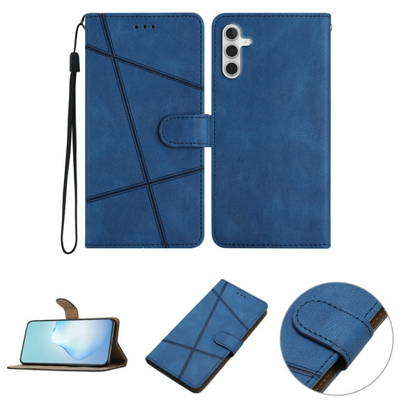 Nalacover Deisgned for Samsung A14 5G, Magnetic Folio Wrist Strap Flip Kickstand Premium PU Leather Wallet Case Cash Card Slots Holder Protective Case for Samsung Galaxy A14 5G, Blue